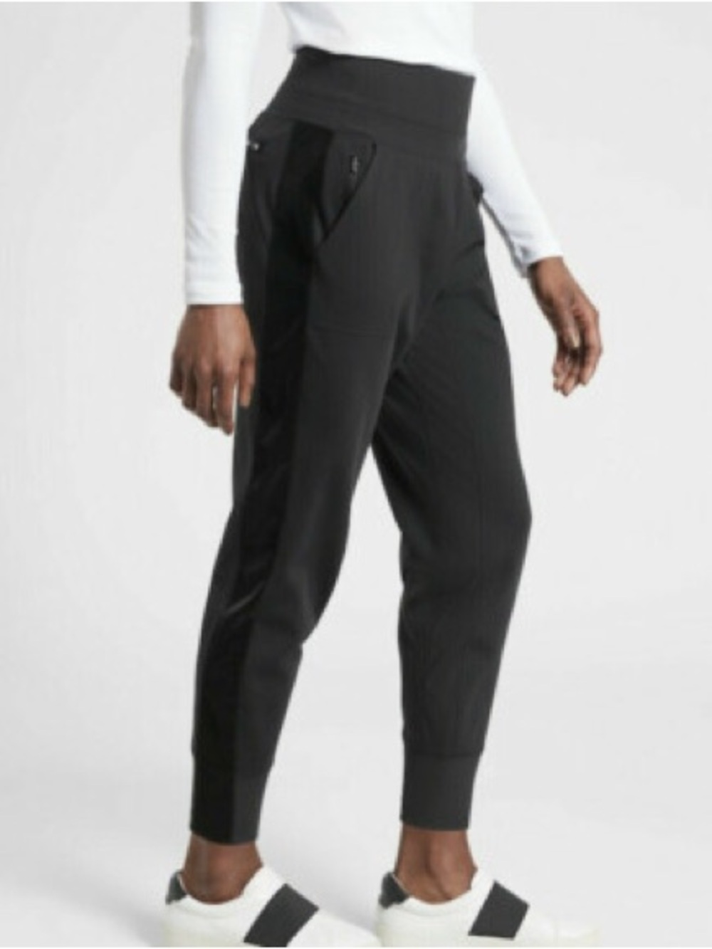 Athleta Venice Velvet Stripe Jogger Pants Womens Small Black S